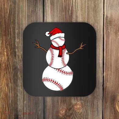 Funny Christmas Baseball Balls Santa Snowman TShirt TShirt Coaster