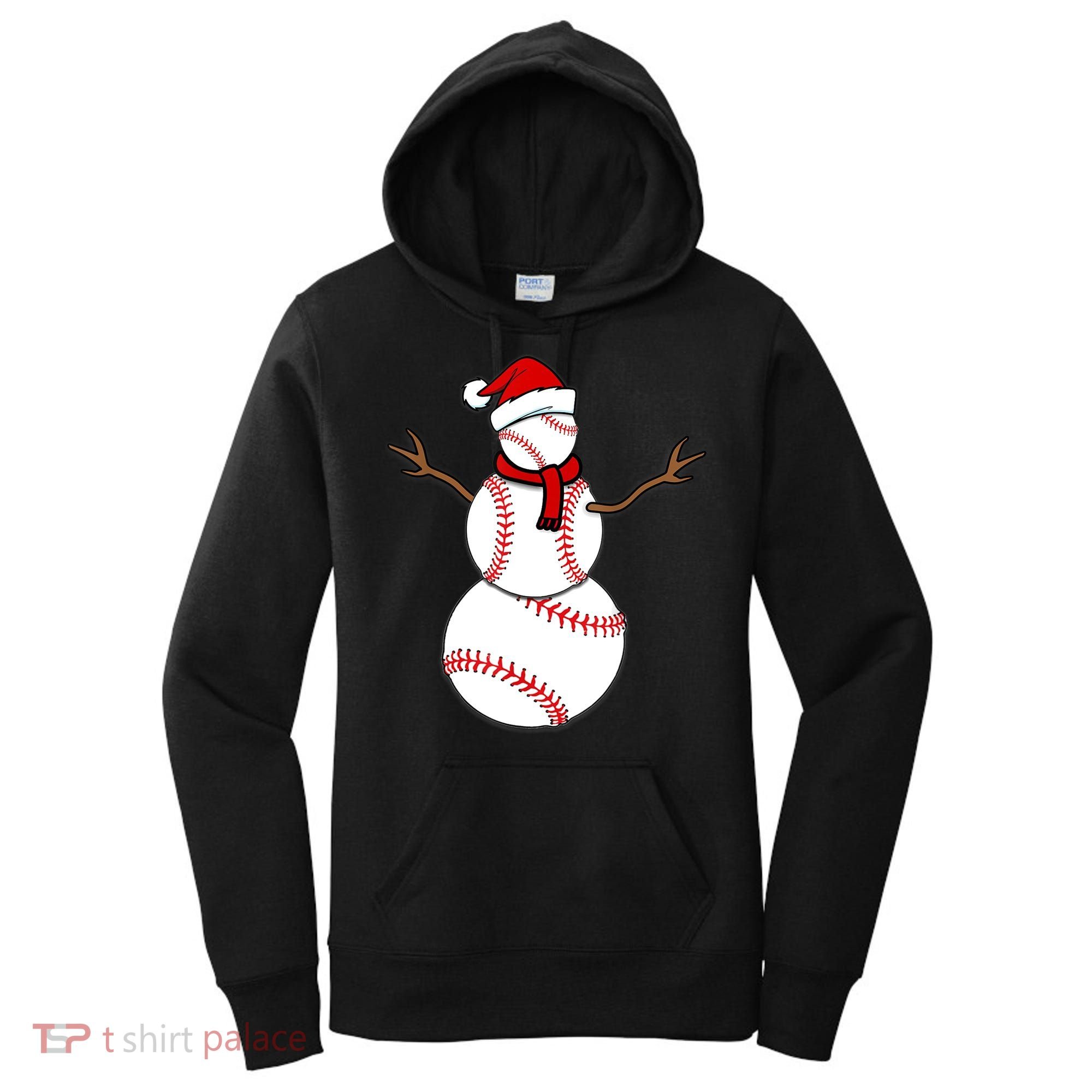 Funny Christmas Baseball Balls Santa Snowman TShirt TShirt Women's Hoodie