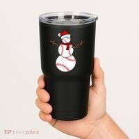 Funny Christmas Baseball Balls Santa Snowman TShirt TShirt Tumbler thumb 2
