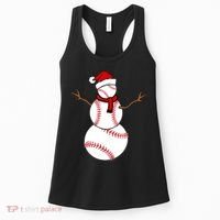 Funny Christmas Baseball Balls Santa Snowman TShirt TShirt Women's Tank Top thumb 0