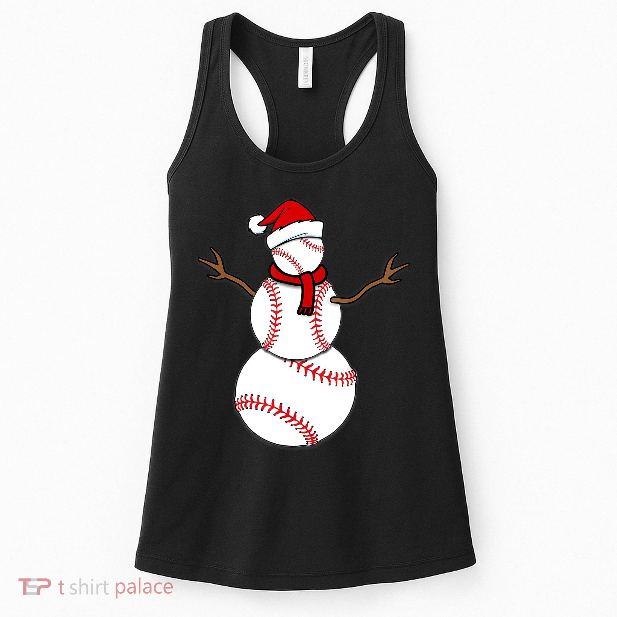 Funny Christmas Baseball Balls Santa Snowman TShirt TShirt Women's Tank Top