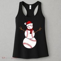 Funny Christmas Baseball Balls Santa Snowman TShirt TShirt Women's Tank Top thumb 3