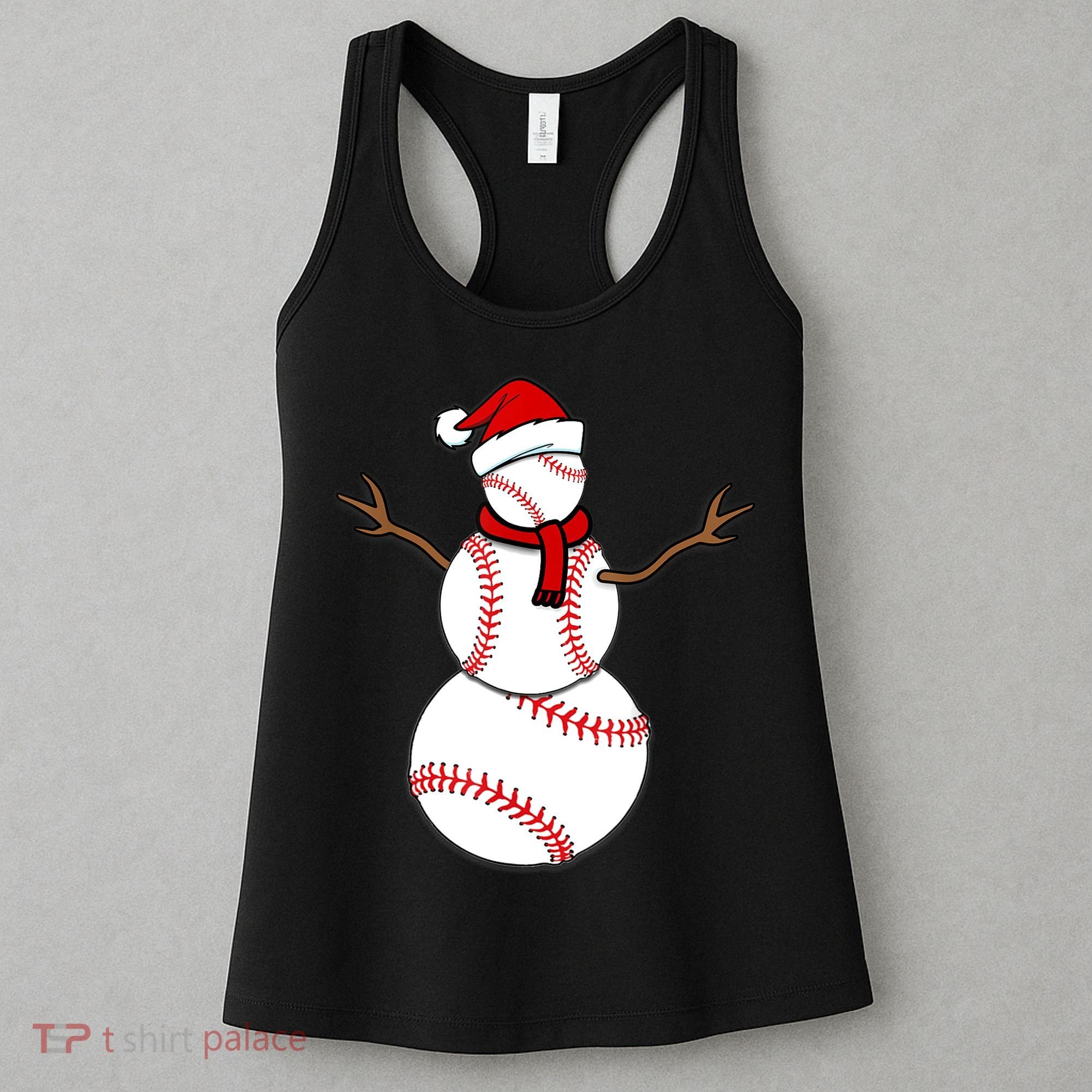 Funny Christmas Baseball Balls Santa Snowman TShirt TShirt Women's Tank Top