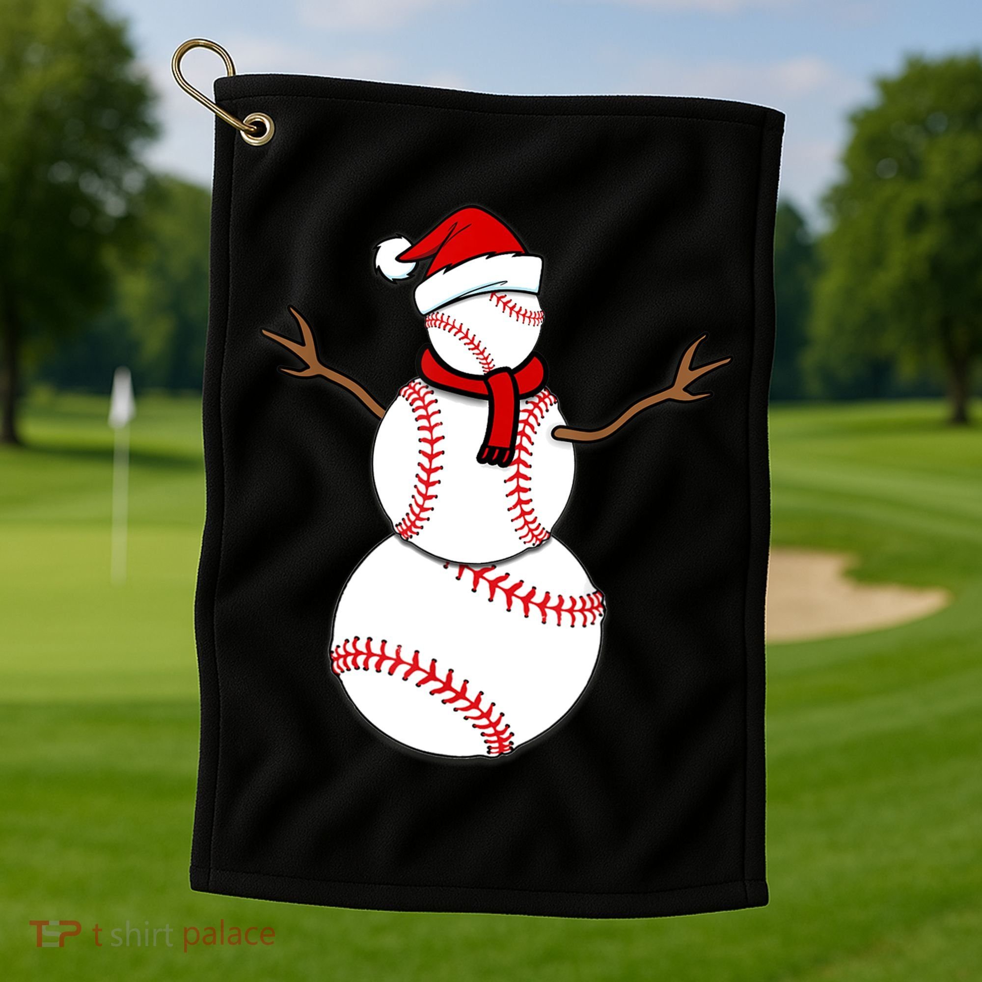 Funny Christmas Baseball Balls Santa Snowman TShirt TShirt Golf Towel