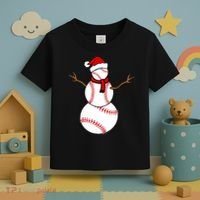 Funny Christmas Baseball Balls Santa Snowman TShirt TShirt Toddler T-Shirt thumb 3