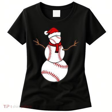 Funny Christmas Baseball Balls Santa Snowman TShirt TShirt Women's T-Shirt