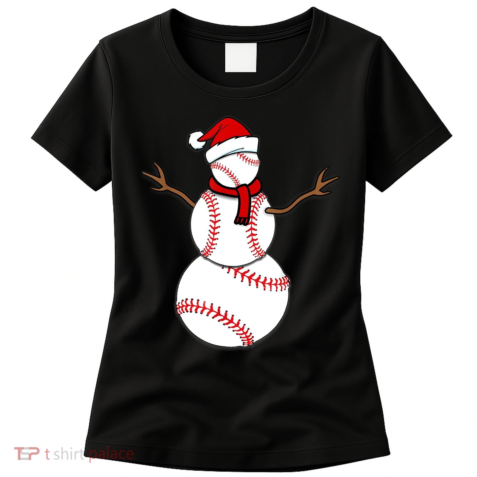 Funny Christmas Baseball Balls Santa Snowman TShirt TShirt Women's T-Shirt