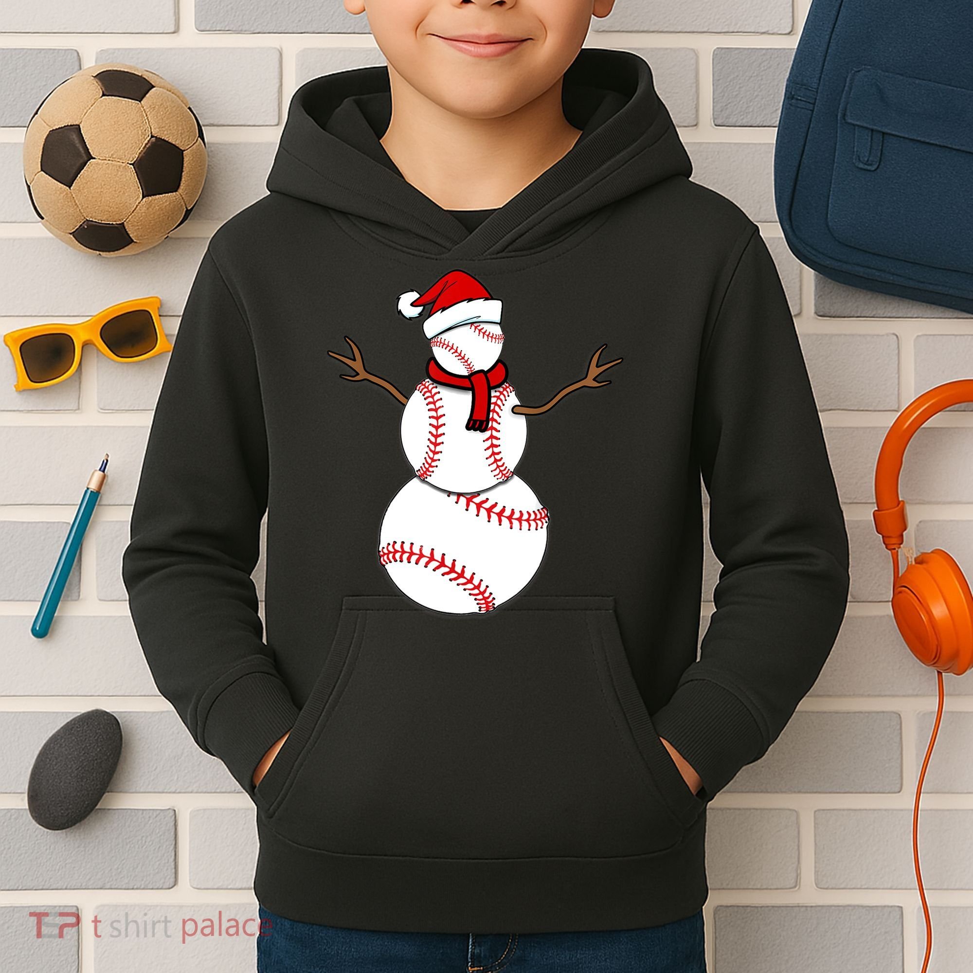 Funny Christmas Baseball Balls Santa Snowman TShirt TShirt Kids Hoodie