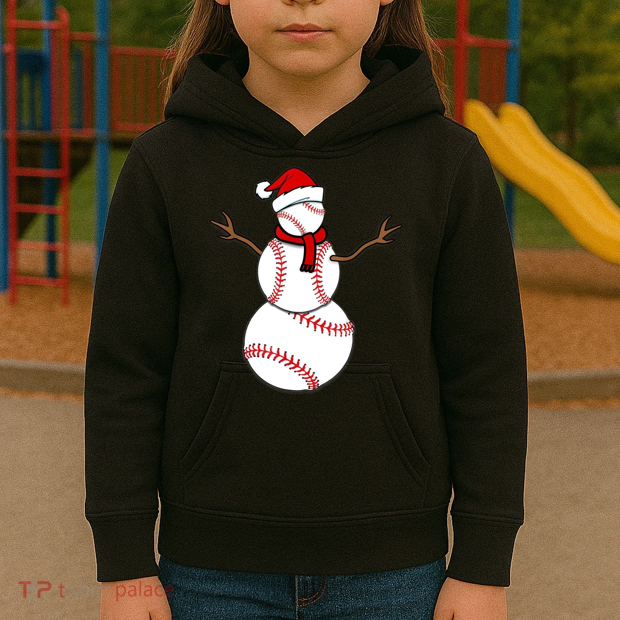 Funny Christmas Baseball Balls Santa Snowman TShirt TShirt Kids Hoodie