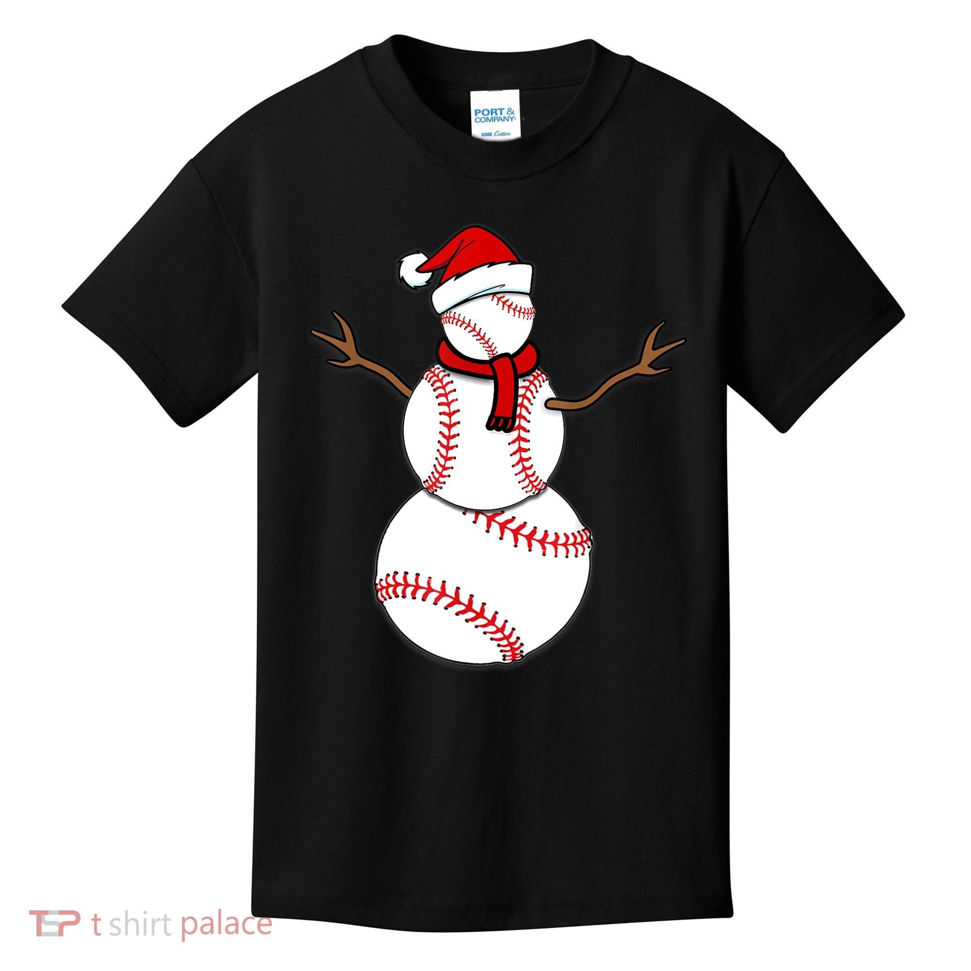 Funny Christmas Baseball Balls Santa Snowman TShirt TShirt Kids T-Shirt