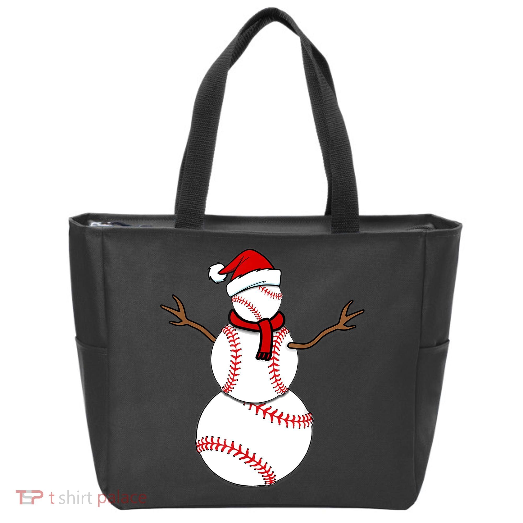 Funny Christmas Baseball Balls Santa Snowman TShirt TShirt Tote Bag