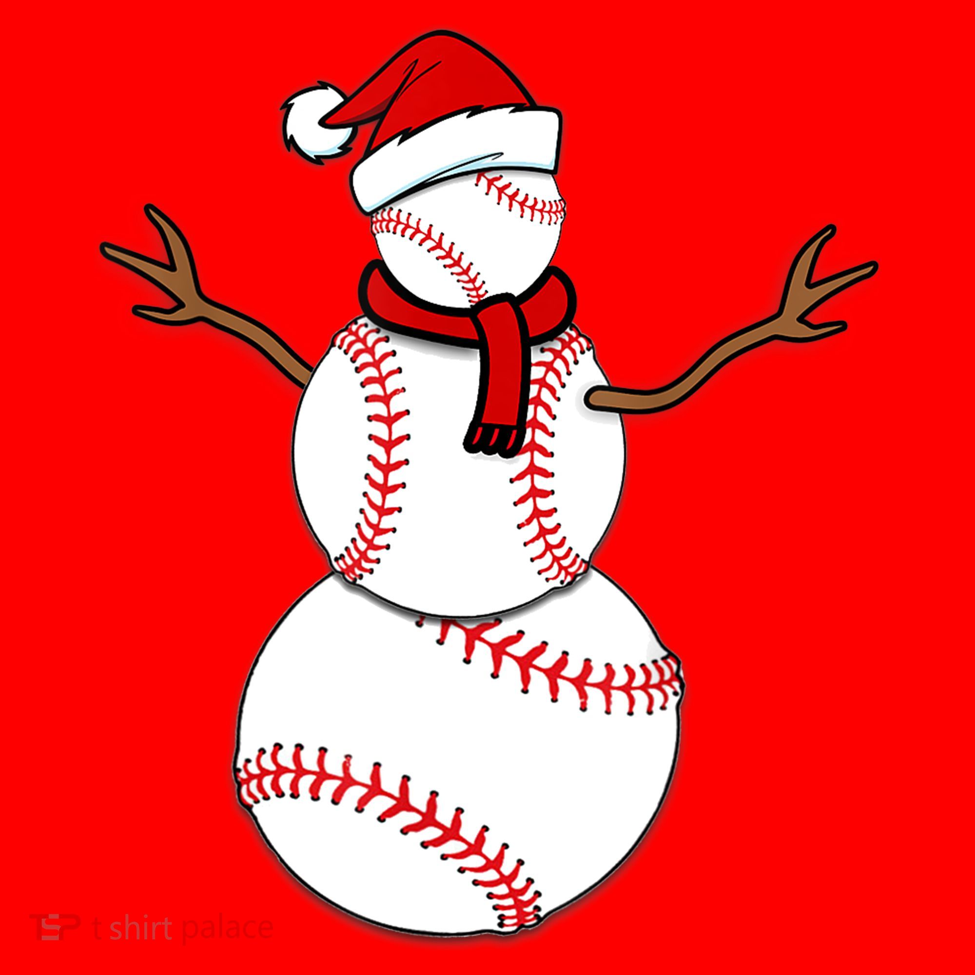 Funny Christmas Baseball Balls Santa Snowman TShirt TShirt Santa Hat
