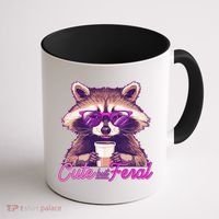 Funny Cute But Feral Coffee Raccoon Coffee Mug thumb 1