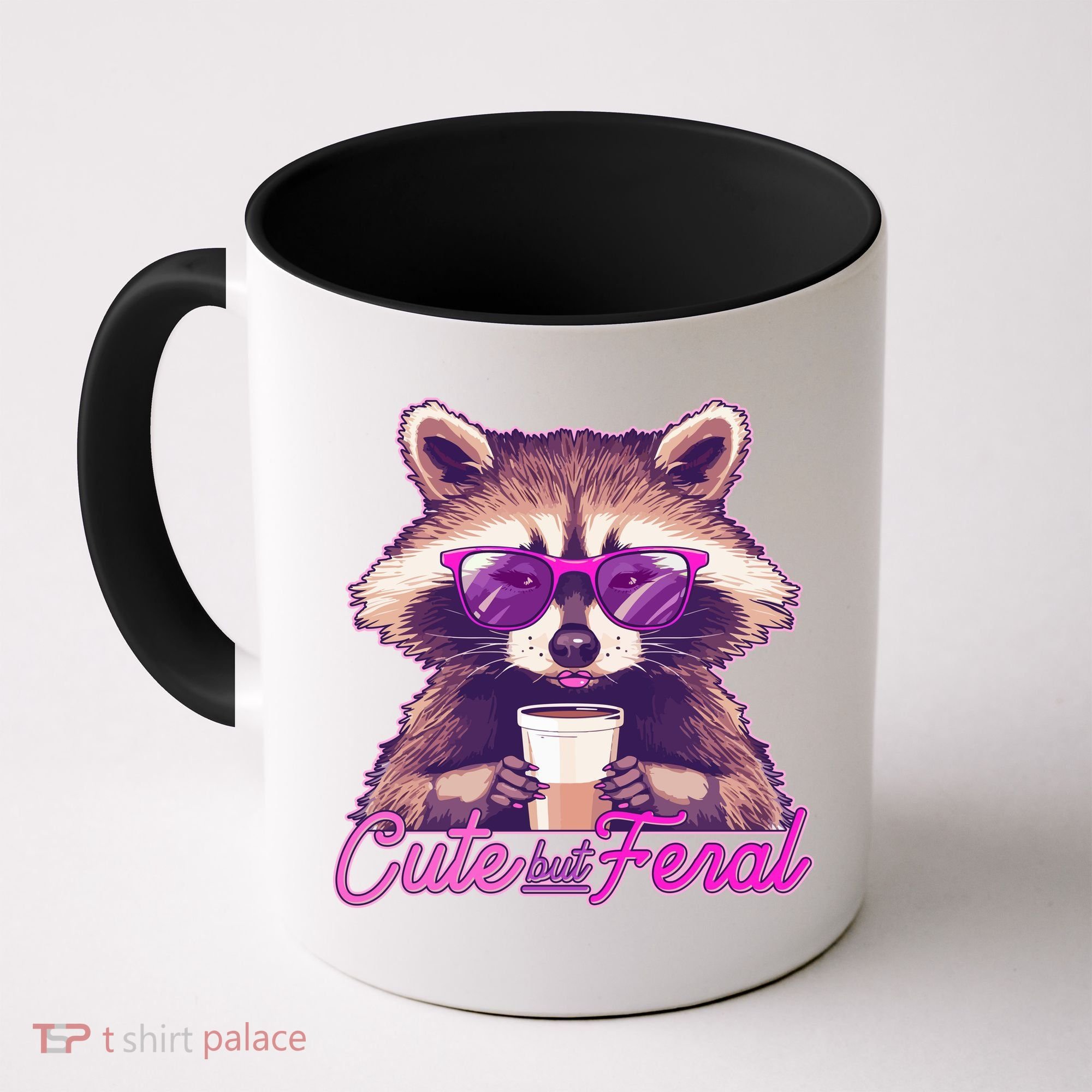 Funny Cute But Feral Coffee Raccoon Coffee Mug