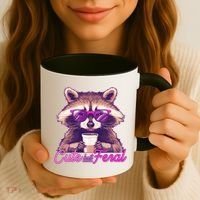 Funny Cute But Feral Coffee Raccoon Coffee Mug thumb 3