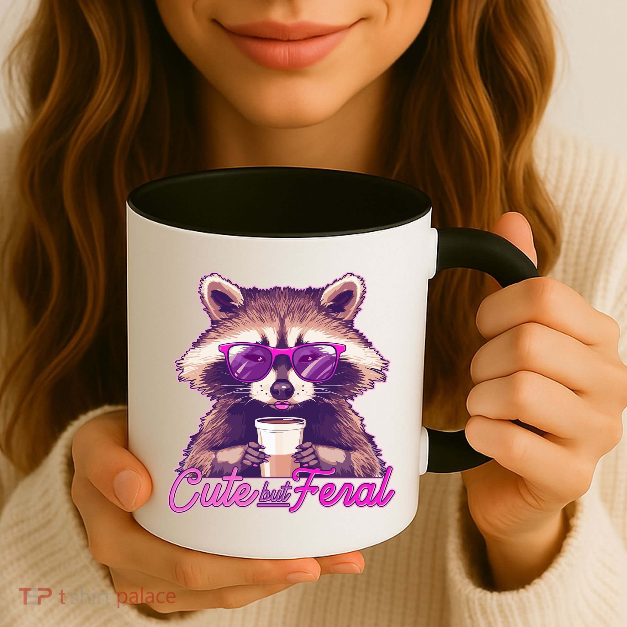 Funny Cute But Feral Coffee Raccoon Coffee Mug
