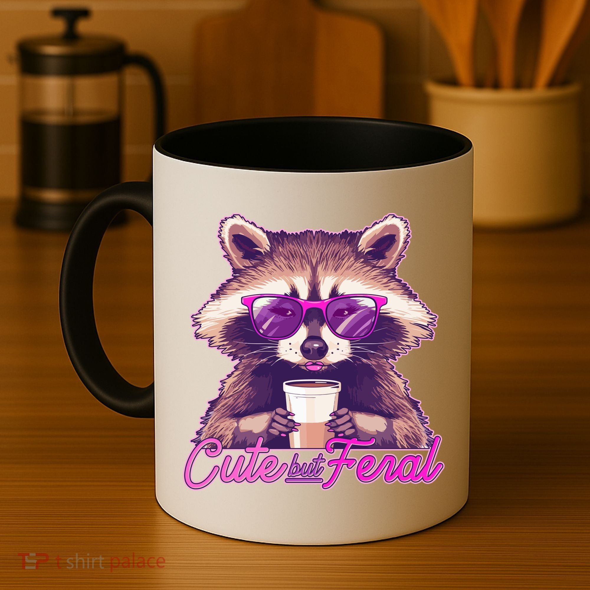 Funny Cute But Feral Coffee Raccoon Coffee Mug