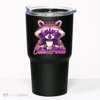 Funny Cute But Feral Coffee Raccoon Tumbler thumb 0