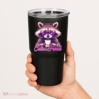 Funny Cute But Feral Coffee Raccoon Tumbler thumb 2