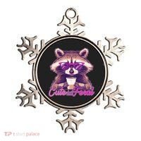 Funny Cute But Feral Coffee Raccoon Ornament thumb 0