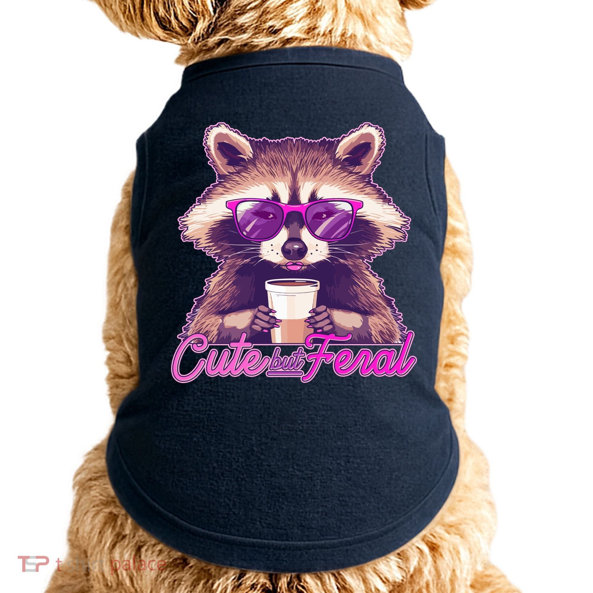 Funny Cute But Feral Coffee Raccoon Doggie Tank