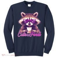 Funny Cute But Feral Coffee Raccoon Sweatshirt thumb 0