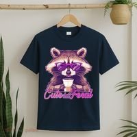 Funny Cute But Feral Coffee Raccoon T-Shirt thumb 2