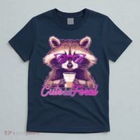 Funny Cute But Feral Coffee Raccoon T-Shirt thumb 5