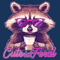 Funny Cute But Feral Coffee Raccoon Women's Hoodie thumb 2