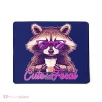 Funny Cute But Feral Coffee Raccoon Mousepad thumb 0