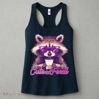 Funny Cute But Feral Coffee Raccoon Women's Tank Top thumb 3