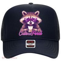 Funny Cute But Feral Coffee Raccoon Hat thumb 0