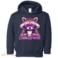 Funny Cute But Feral Coffee Raccoon Toddler Hoodie thumb 0
