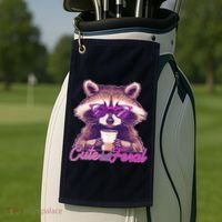 Funny Cute But Feral Coffee Raccoon Golf Towel thumb 2