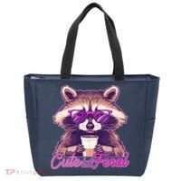 Funny Cute But Feral Coffee Raccoon Tote Bag thumb 0