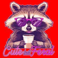Funny Cute But Feral Coffee Raccoon Santa Hat thumb 1
