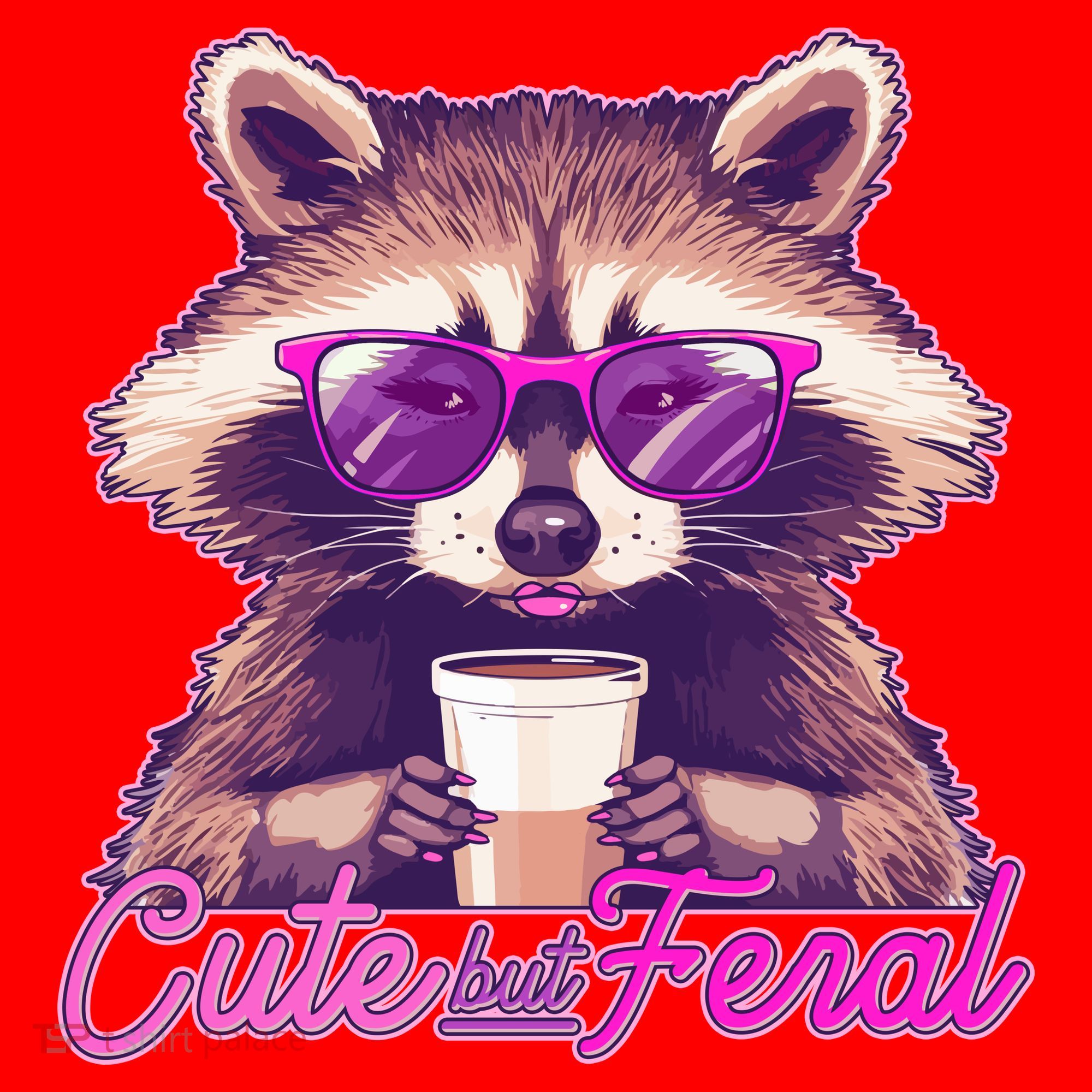 Funny Cute But Feral Coffee Raccoon Santa Hat