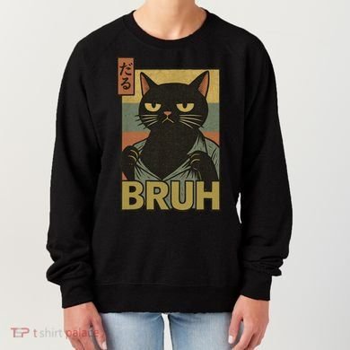 Funny Cat Bruh Meme Japanese Anime  Women's Sweatshirt