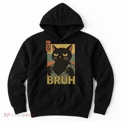 Funny Cat Bruh Meme Japanese Anime  Hoodie