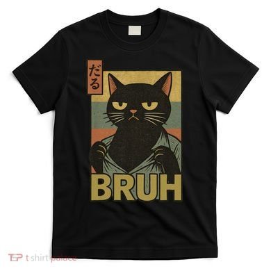 Funny Cat Bruh Meme Japanese Anime  T-Shirt