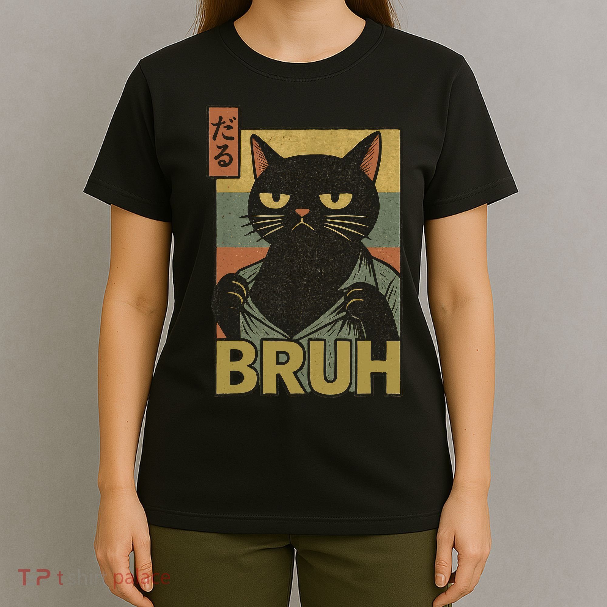 Funny Cat Bruh Meme Japanese Anime  T-Shirt