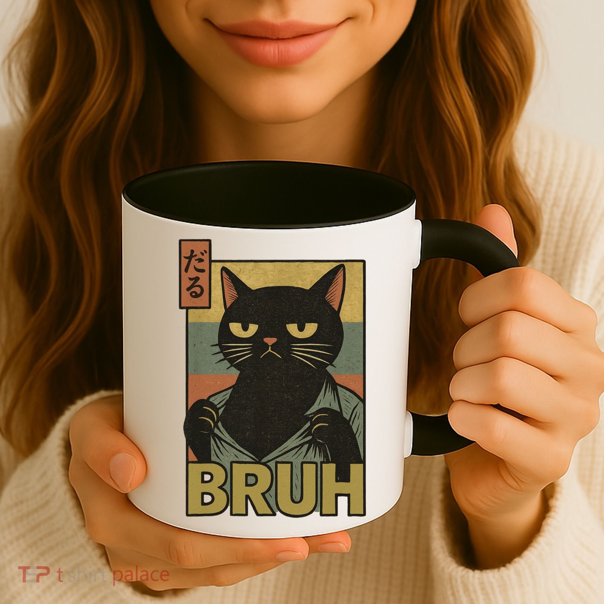 Funny Cat Bruh Meme Japanese Anime  Coffee Mug