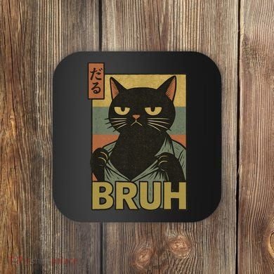 Funny Cat Bruh Meme Japanese Anime  Coaster