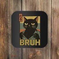 Funny Cat Bruh Meme Japanese Anime  Coaster thumb 0