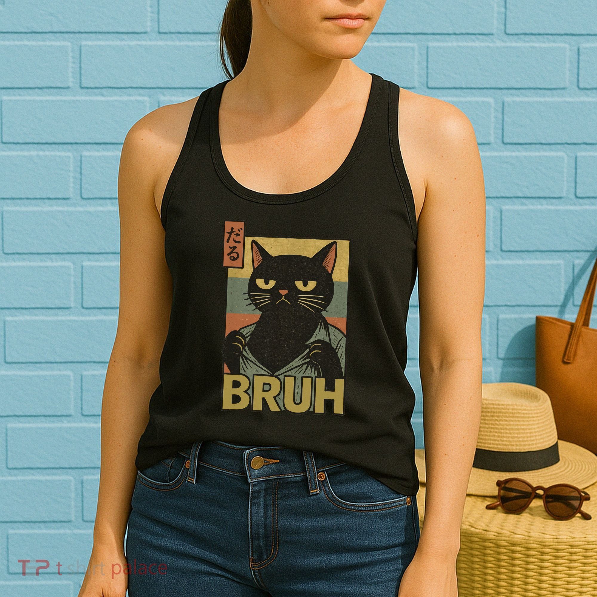 Funny Cat Bruh Meme Japanese Anime  Women's Tank Top