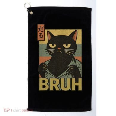 Funny Cat Bruh Meme Japanese Anime  Golf Towel