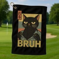 Funny Cat Bruh Meme Japanese Anime  Golf Towel thumb 1