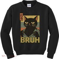 Funny Cat Bruh Meme Japanese Anime  Kids Sweatshirt thumb 0