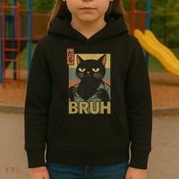 Funny Cat Bruh Meme Japanese Anime  Kids Hoodie thumb 3