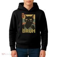 Funny Cat Bruh Meme Japanese Anime  Kids Hoodie thumb 4